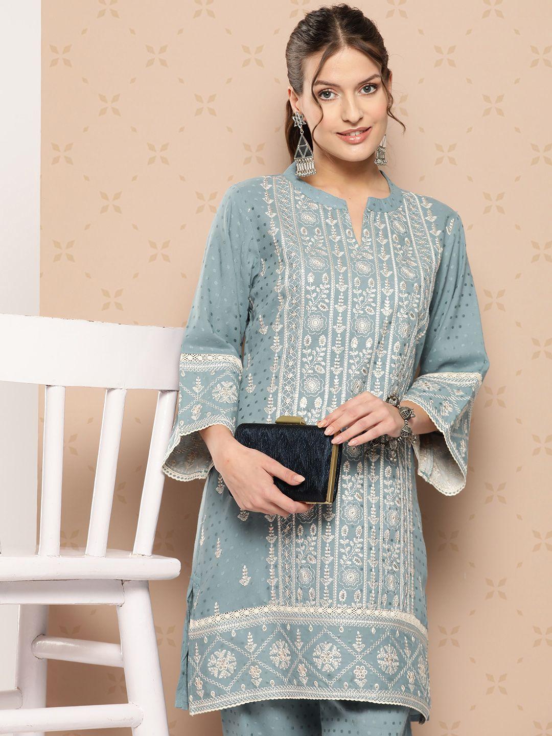 zola-women-ethnic-motifs-embroidered-regular-thread-work-kurti-with-trousers