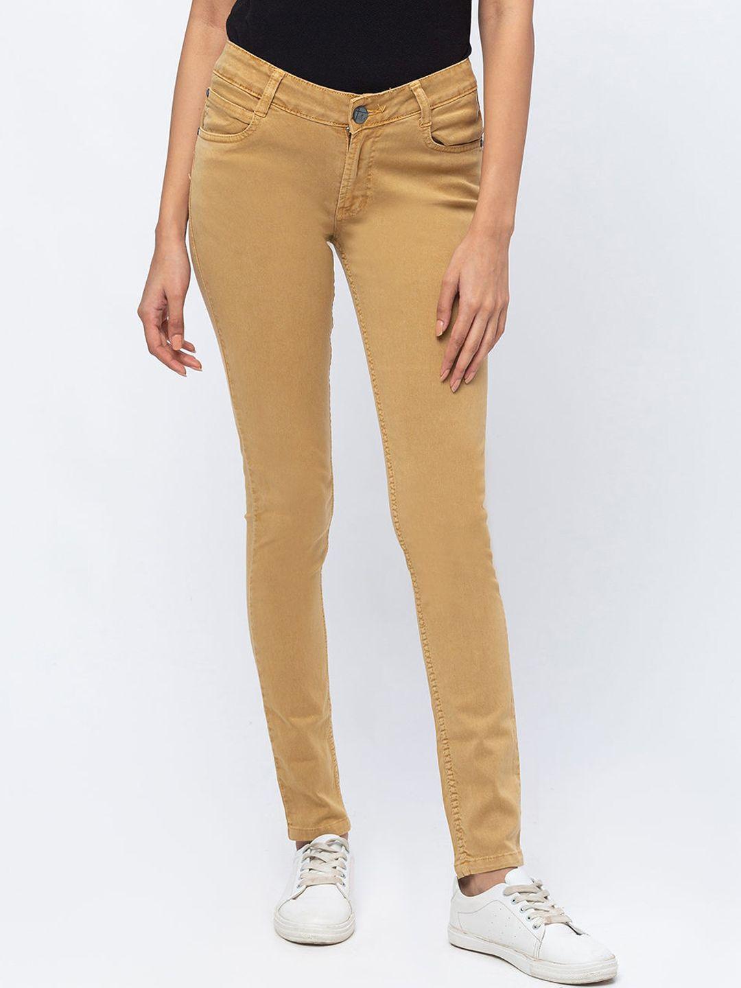 zola women khaki coloured slim fit jeans