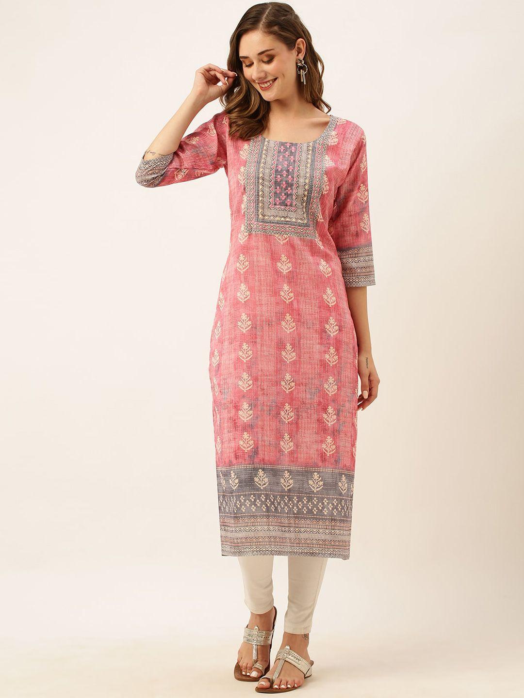 zola ethnic motifs printed pure cotton straight kurta