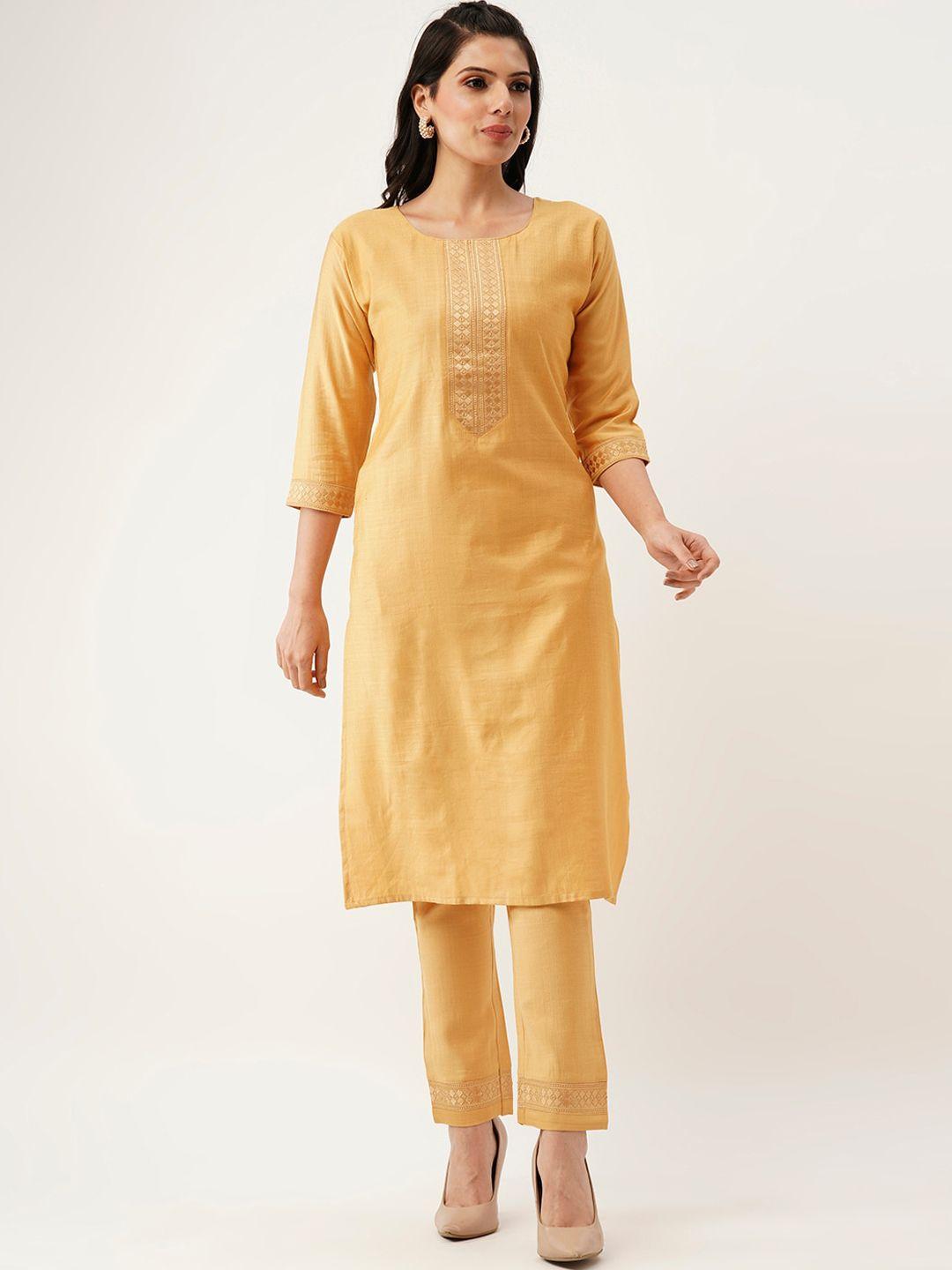 zola ethnic motifs yoke design regular thread work kurta with trousers