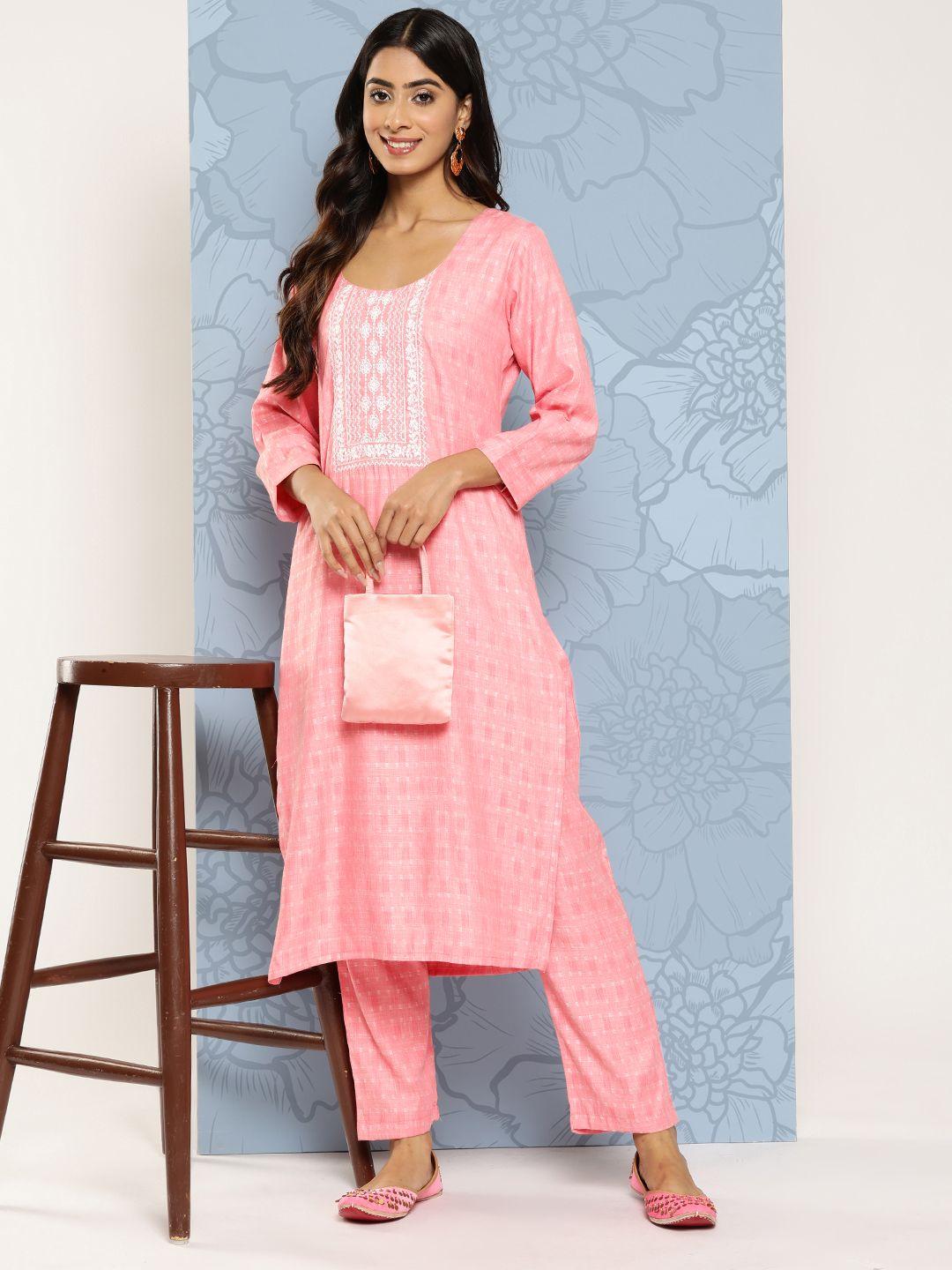 zola floral embroidered regular kurta with trousers