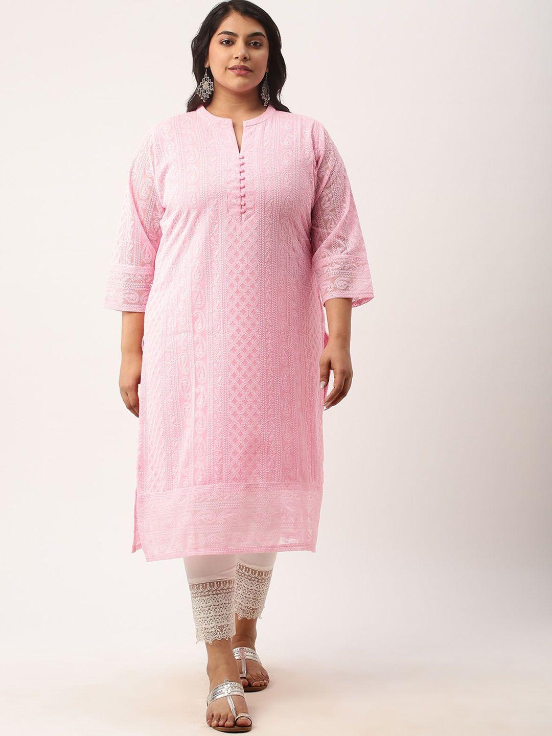 zola plus plus size ethnic motifs embroidered chikankari kurta