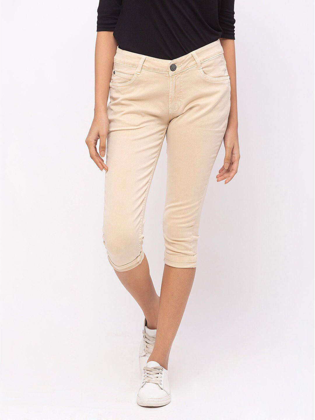 zola women beige solid capris