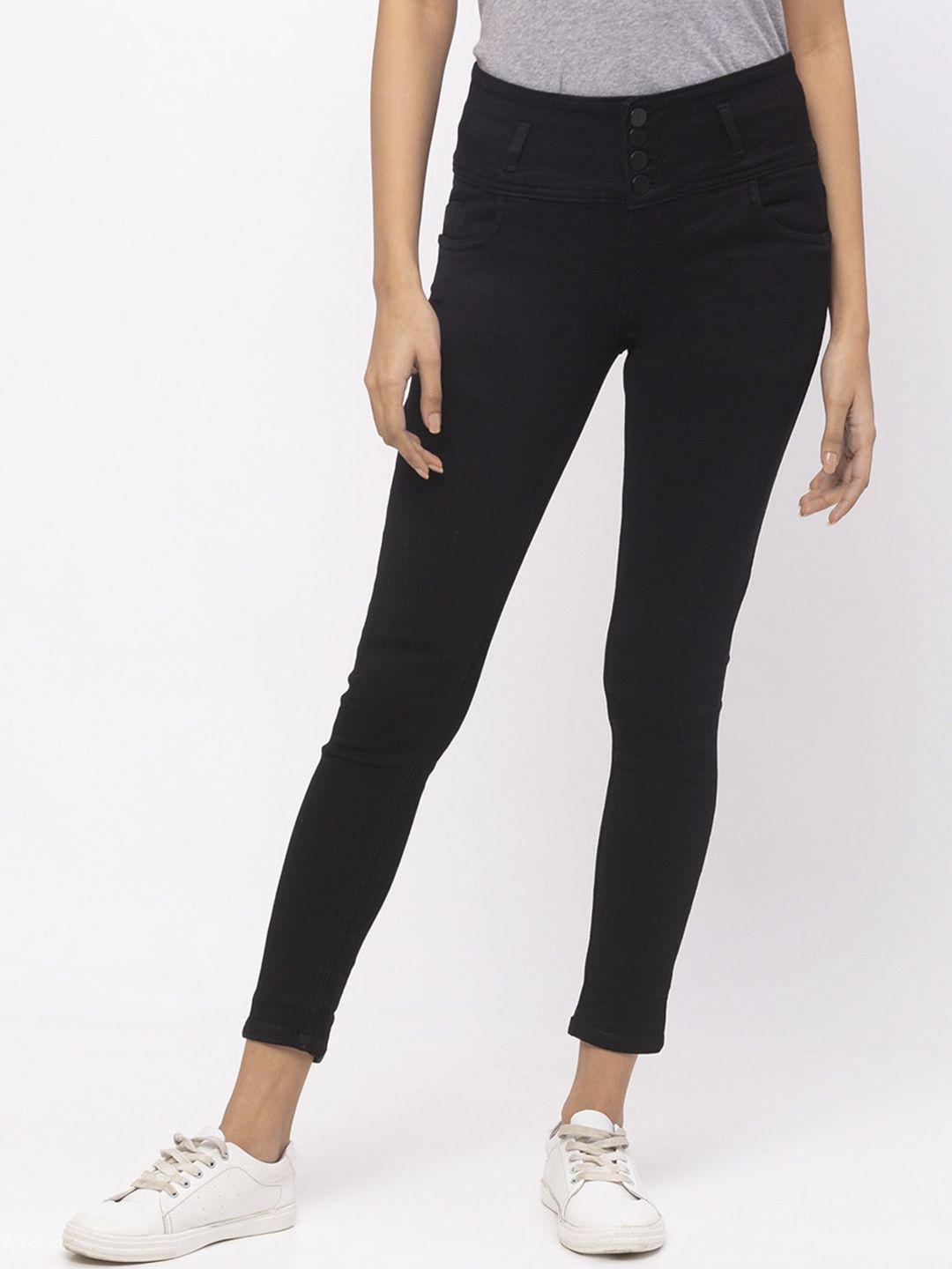 zola women black slim fit high-rise stretchable jeans