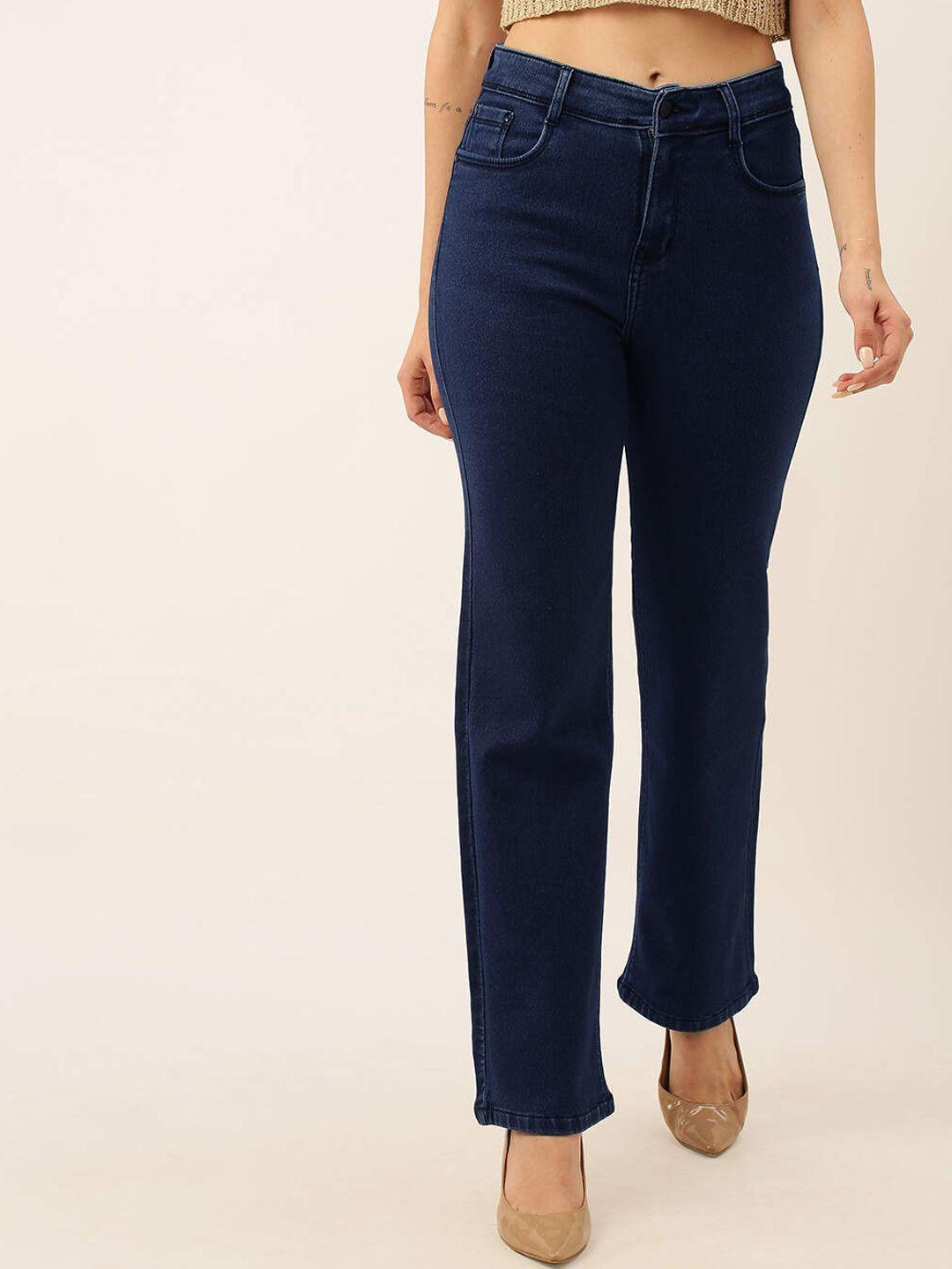 zola women blue flared high-rise stretchable jeans