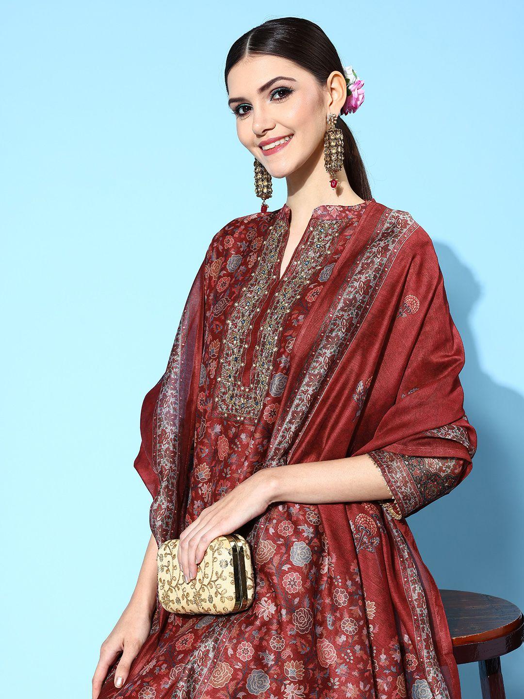 zola women ethnic motifs chanderi silk ethereal embroidery kurta set