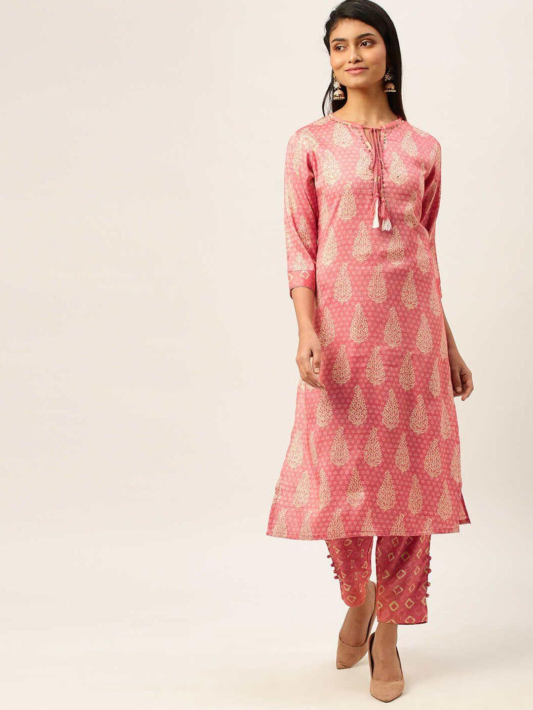 zola women ethnic motifs printed kurta with trousers