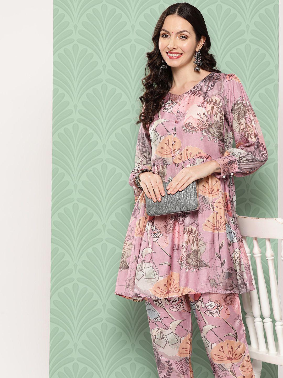 zola women floral printed tunic with trousers