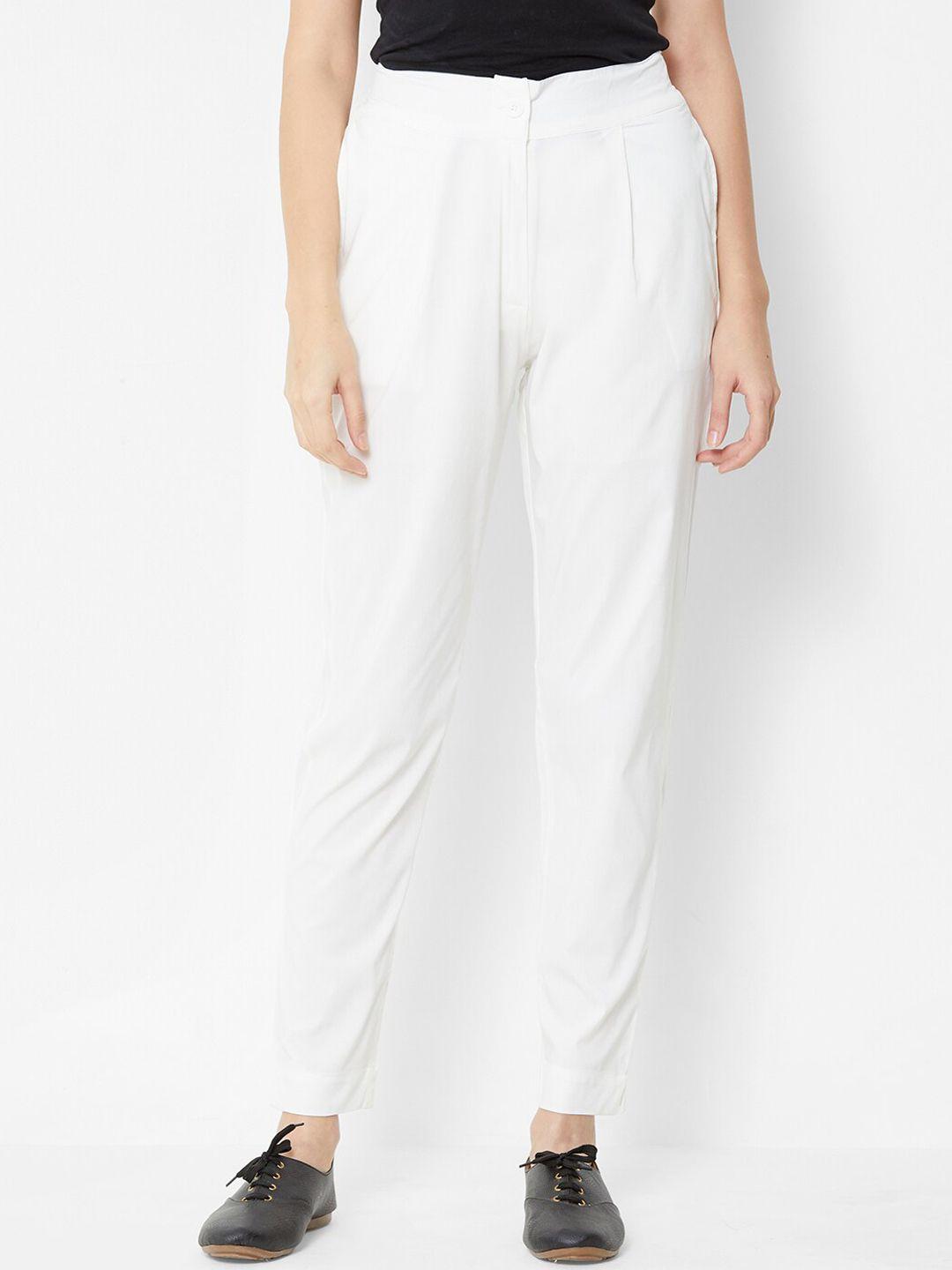 zola women off white lightweight straight fit trousers