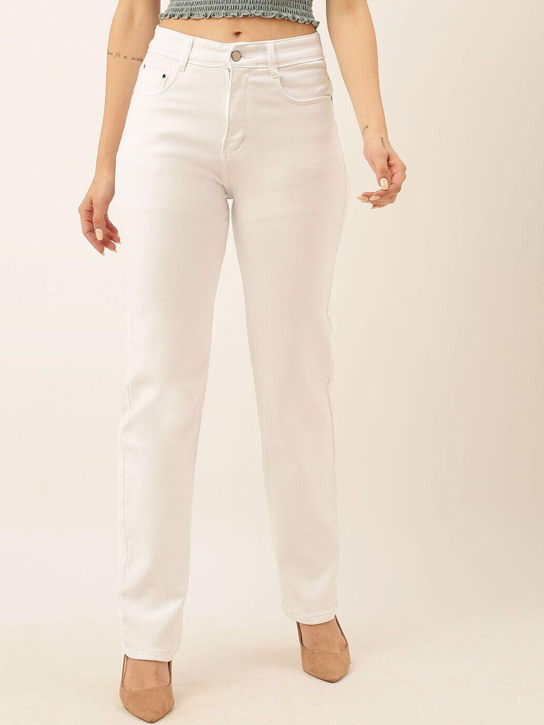 zola women off white straight fit high rise clean look stretchable jeans