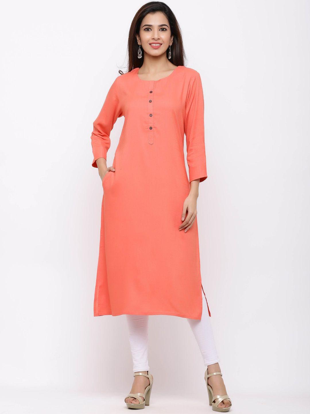 zola women peach-coloured kurta