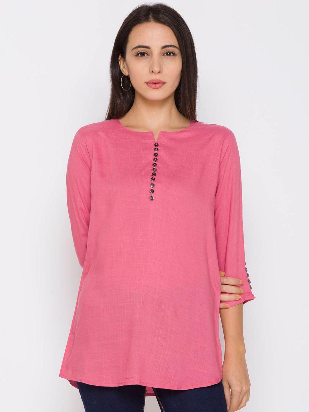 zola women pink solid viscose rayon tunic