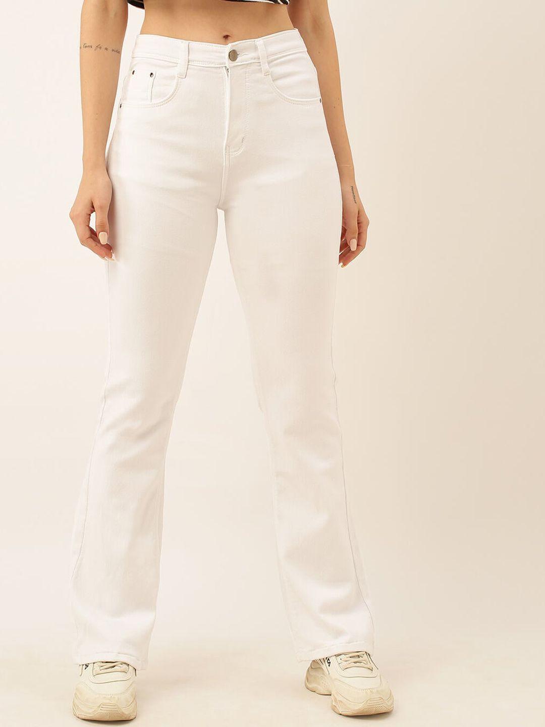 zola women white bootcut high-rise clean look jeans