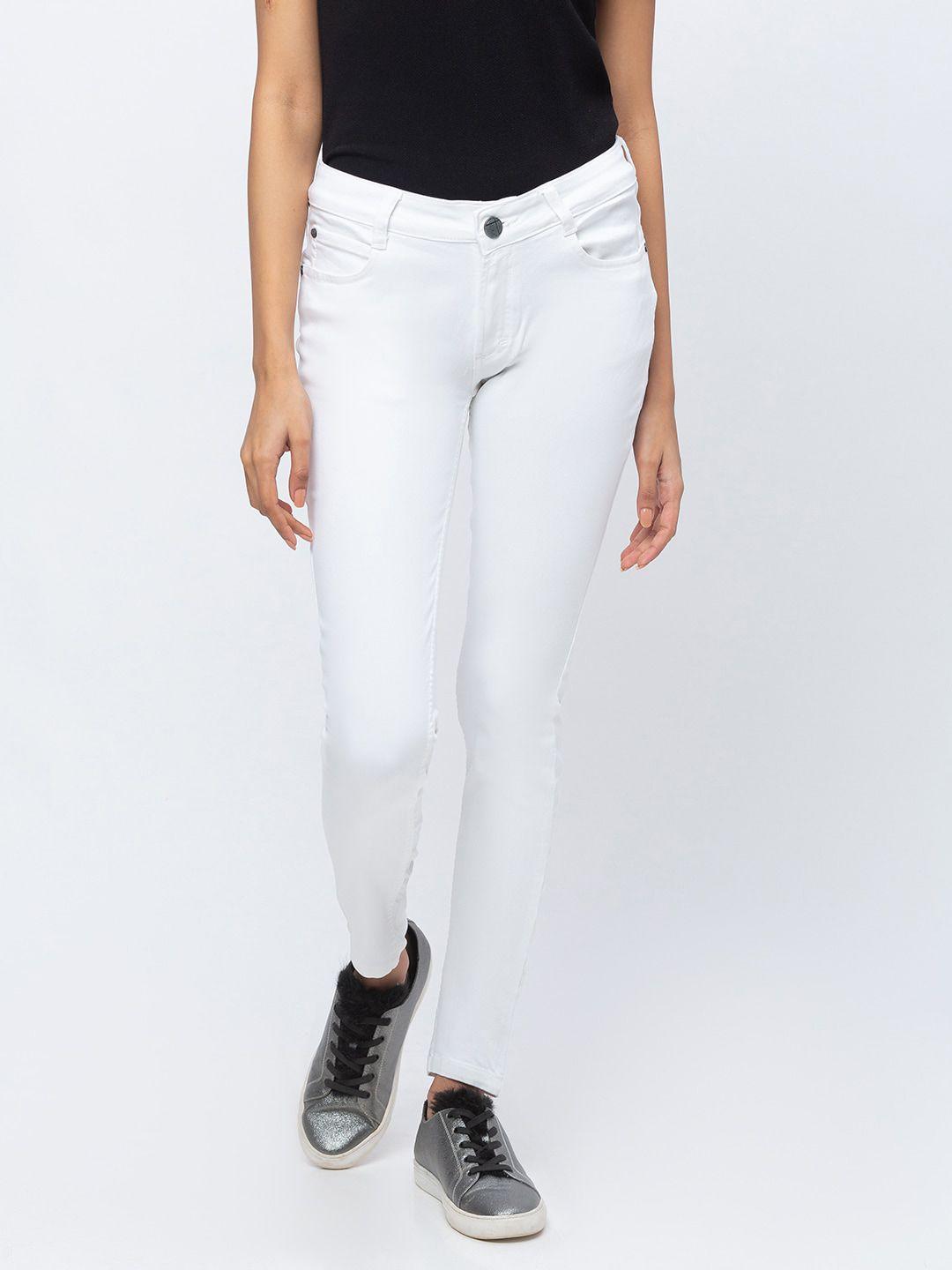 zola women white mid-rise slim fit jeans