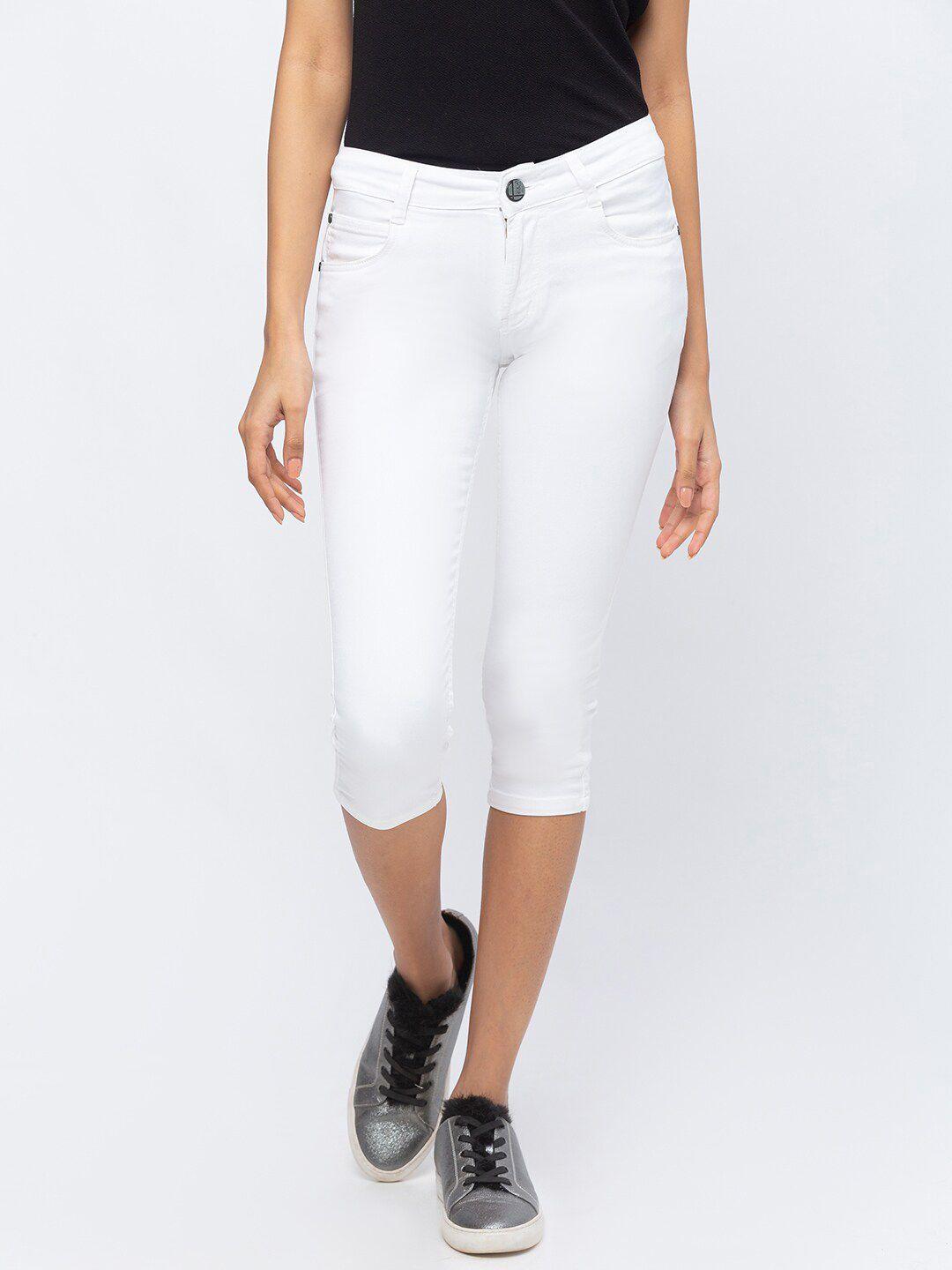 zola women white solid capris