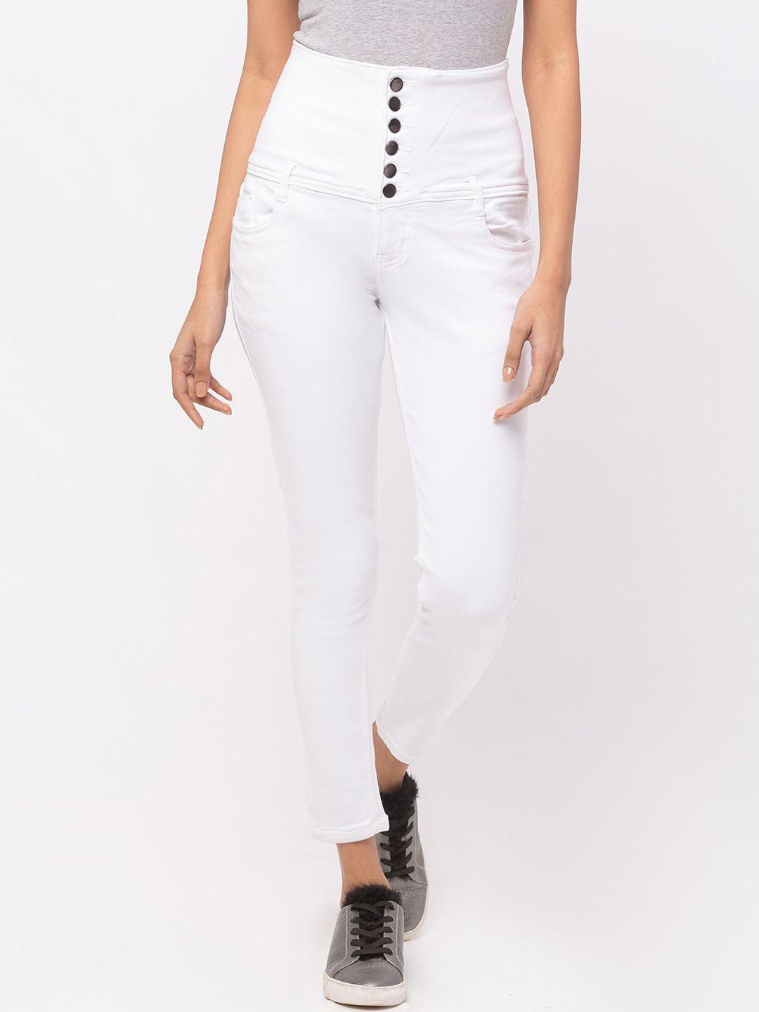 zola women white solid slim fit high rise jeans