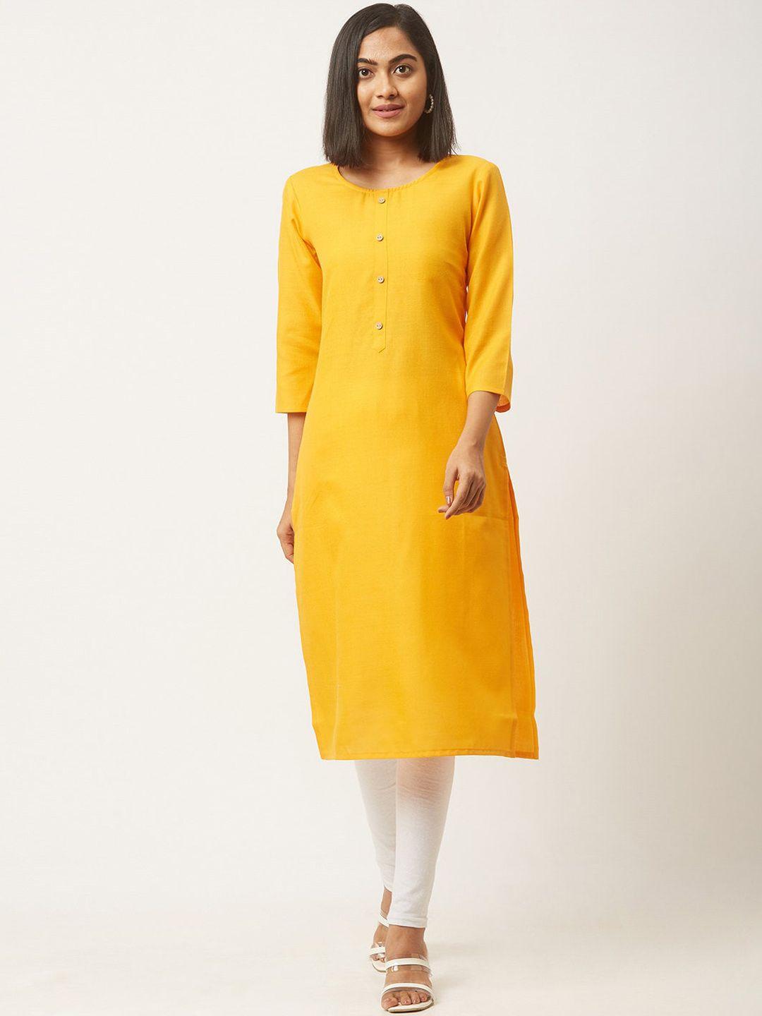 zola women yellow thread work kurta