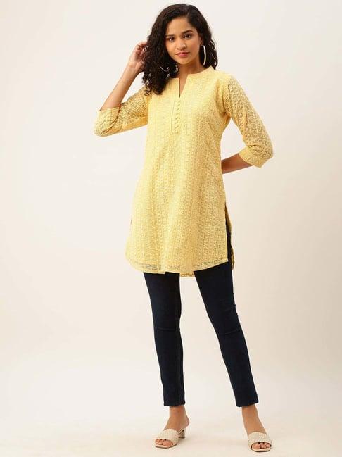 zola yellow embroidered tunic