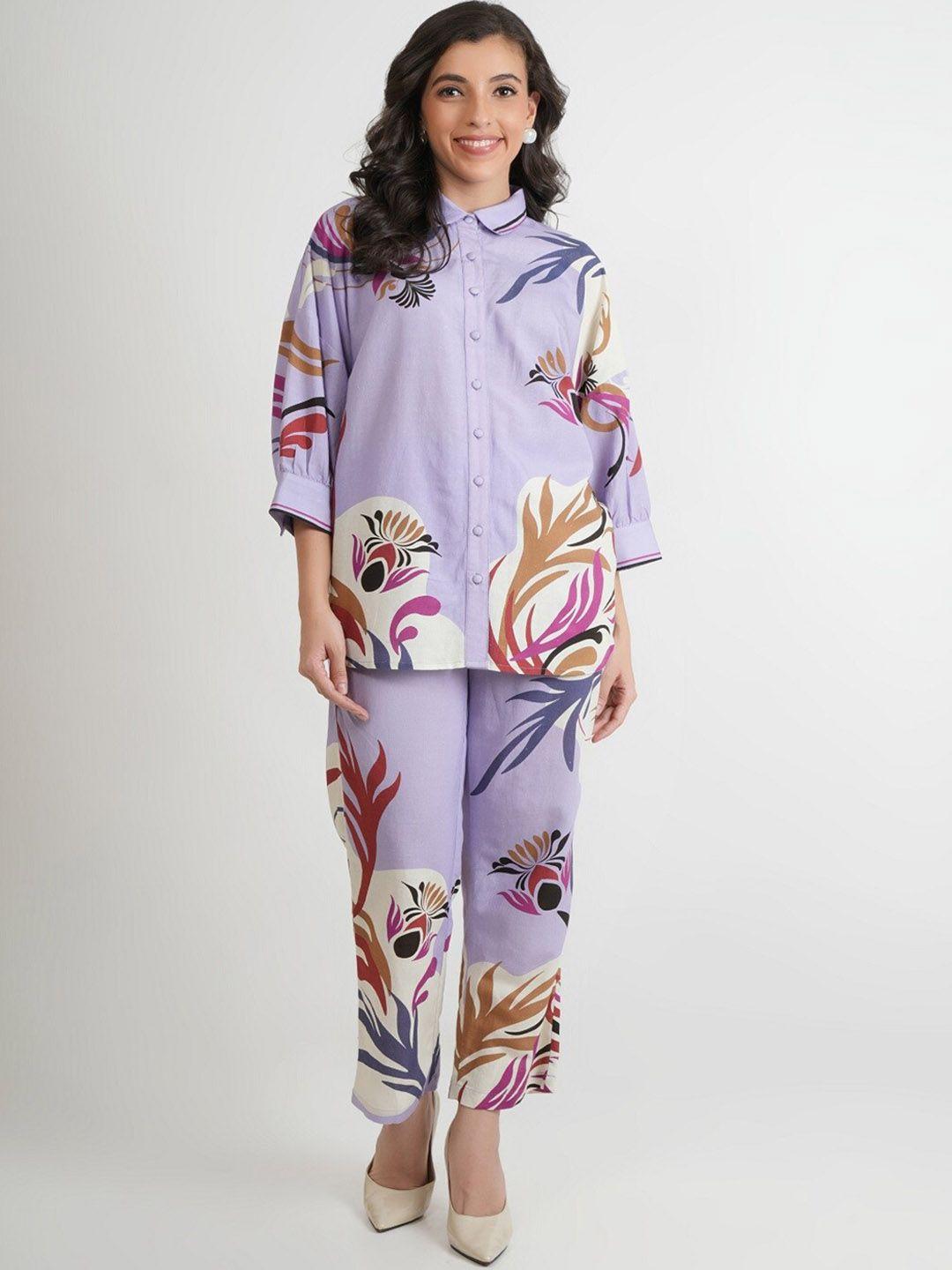 zolo label ethnic motif printed shirt with trousers