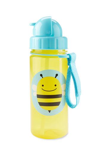 zoo straw bottle - bpa-free bottle with an easy grab strap 13 oz- bee