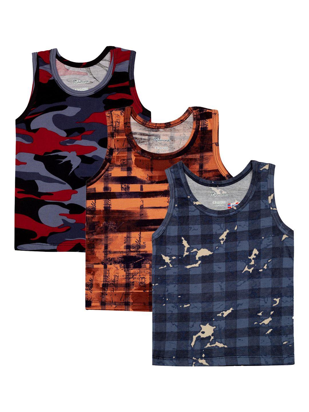 zoom minimondo boys pack of 3 multicoloured printed innerwear vests 8007-(1)-22