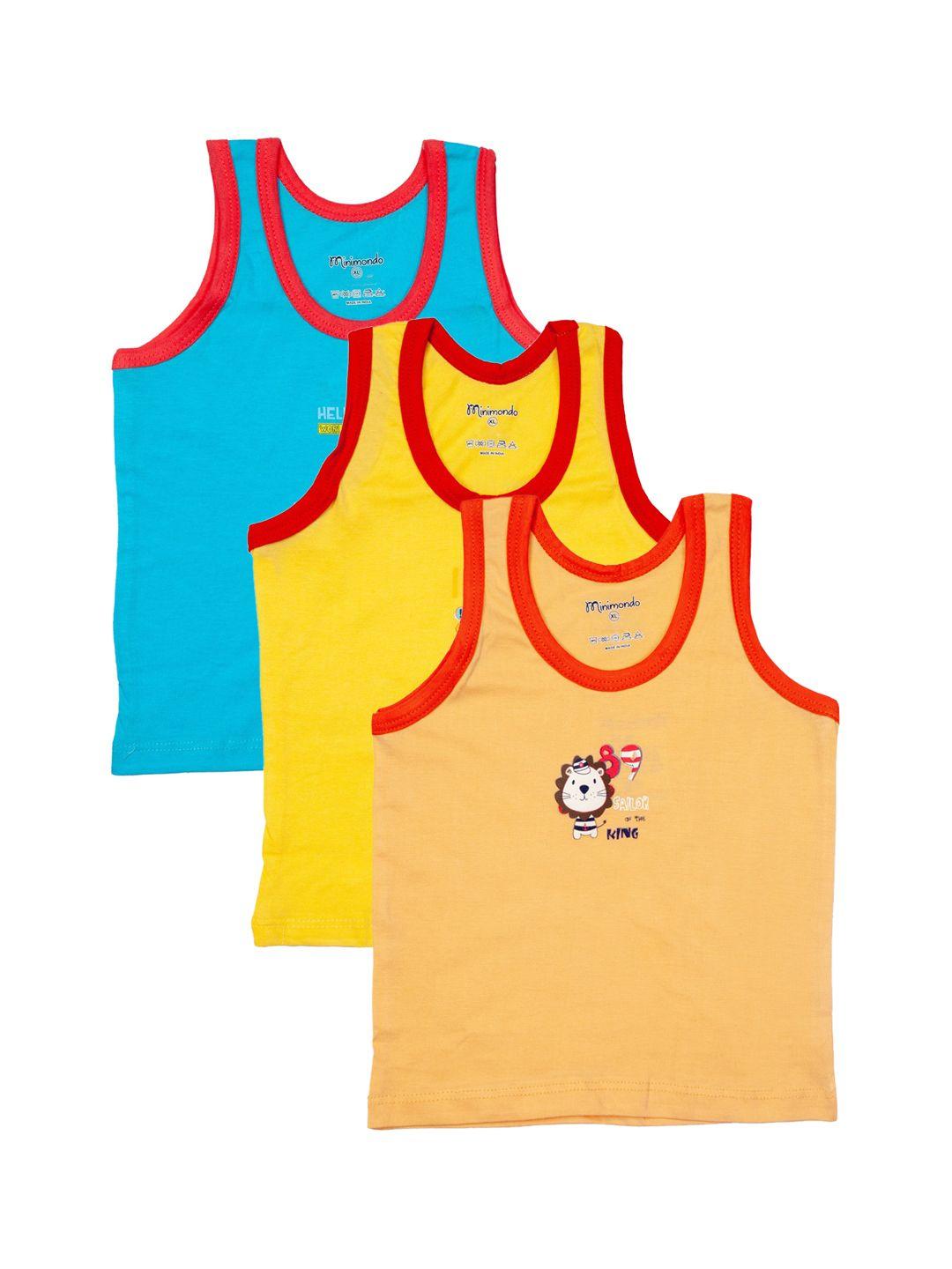 zoom minimondo infants boys pack of 3 multicoloured solid innerwear vests inf.205(2)-