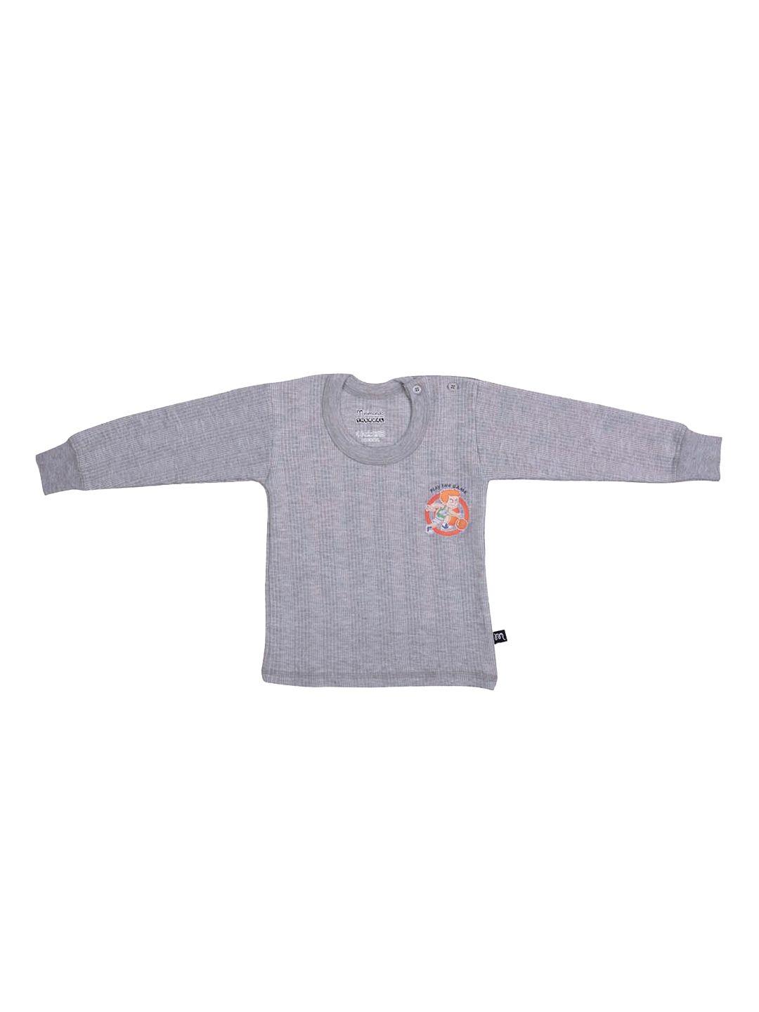 zoom minimondo infants kids grey striped cotton thermal top