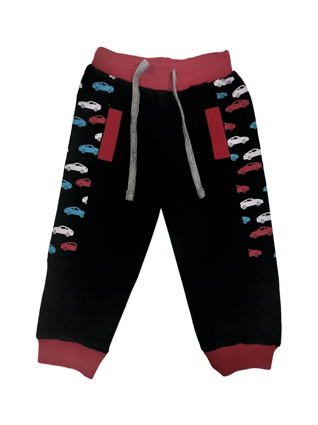 zoom minimondo kids black & red printed joggers