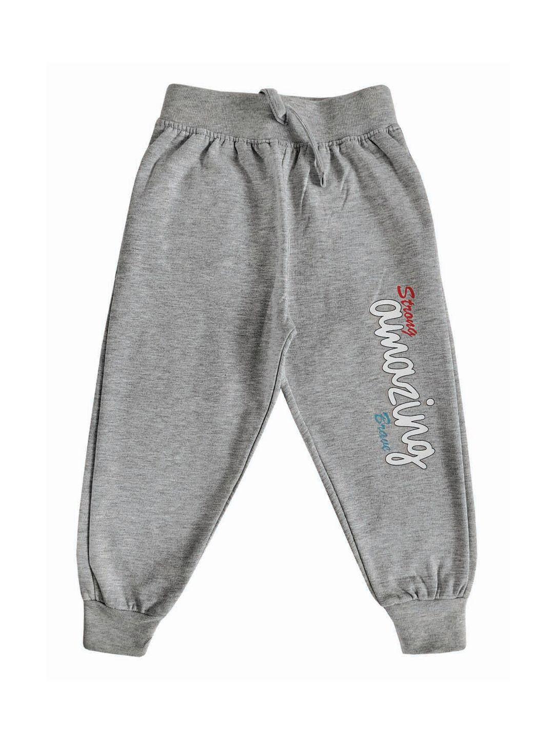 zoom minimondo kids grey typography printed cotton joggers