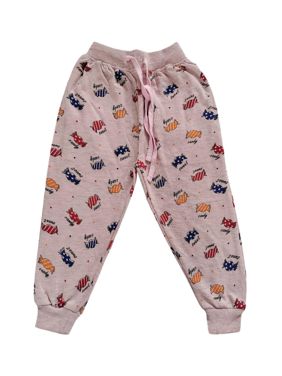 zoom minimondo kids pink conversational printed cotton joggers