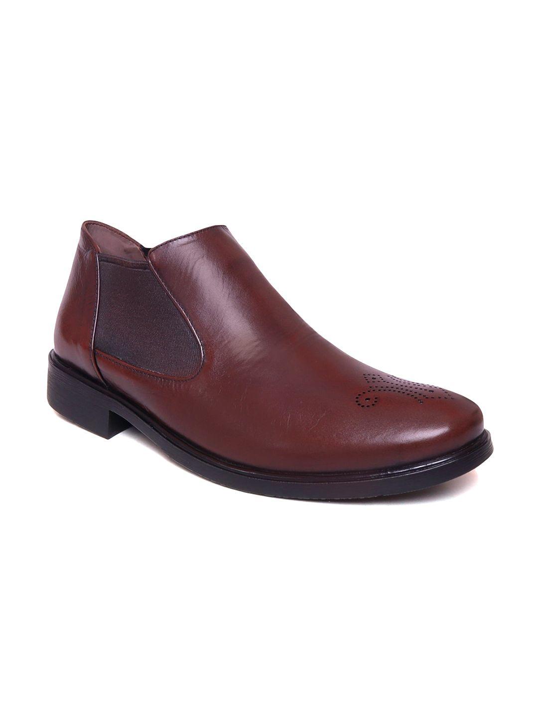 zoom shoes men brown solid chelsea leather boots