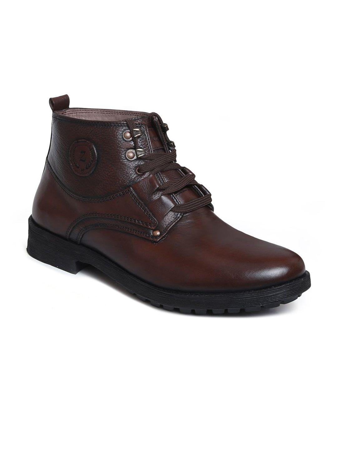 zoom shoes men brown solid leather casual boots