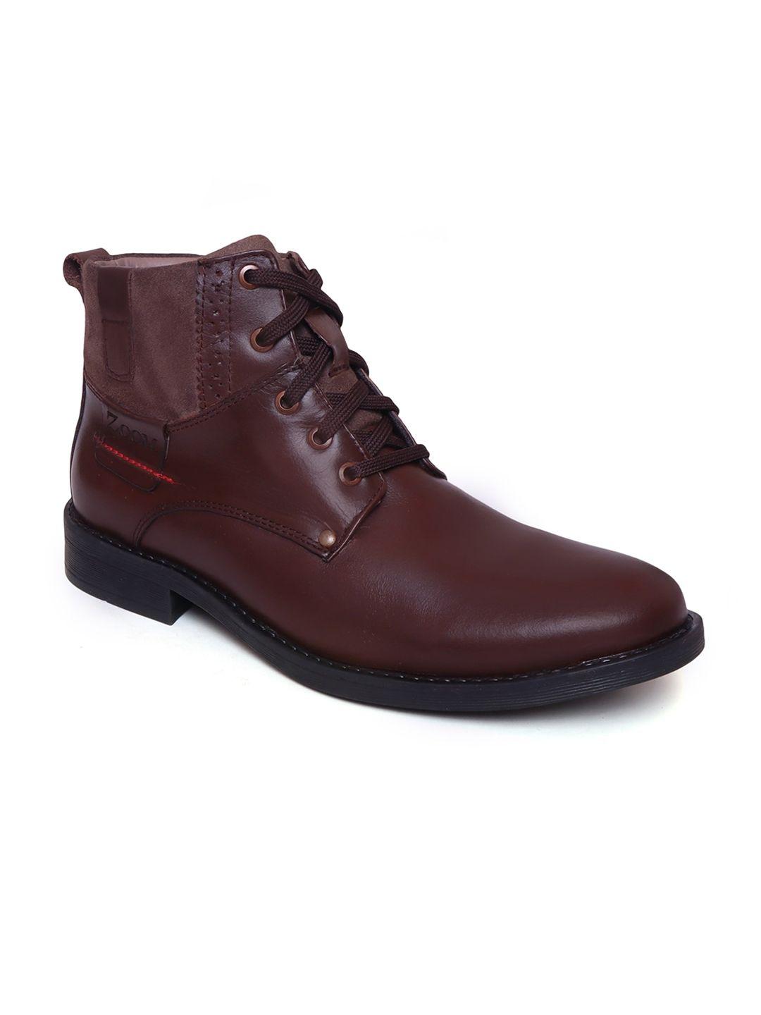 zoom shoes men mid top textured leather block heel regular boots