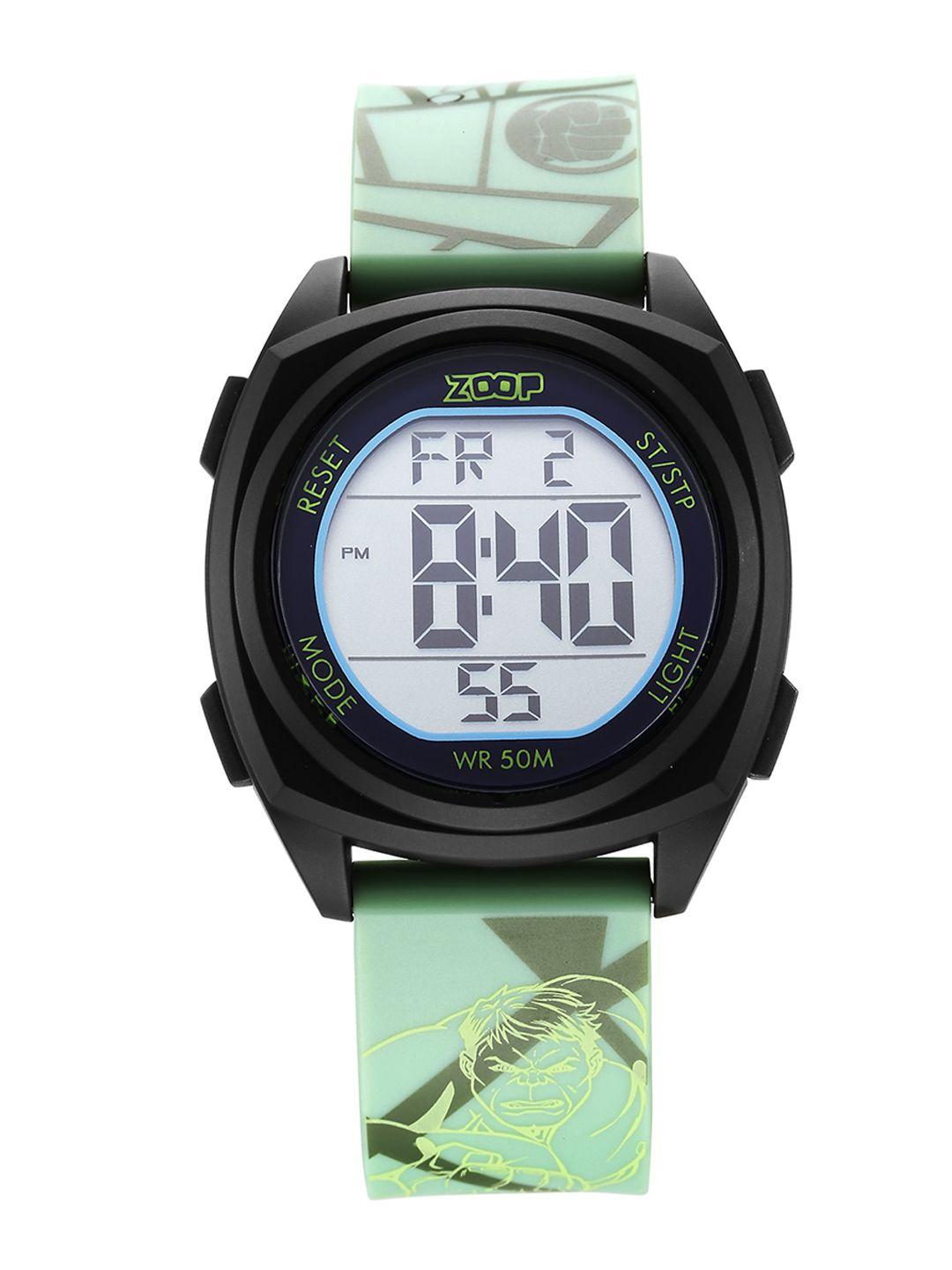 zoop boys beige dial & green straps digital watch 16025pp03