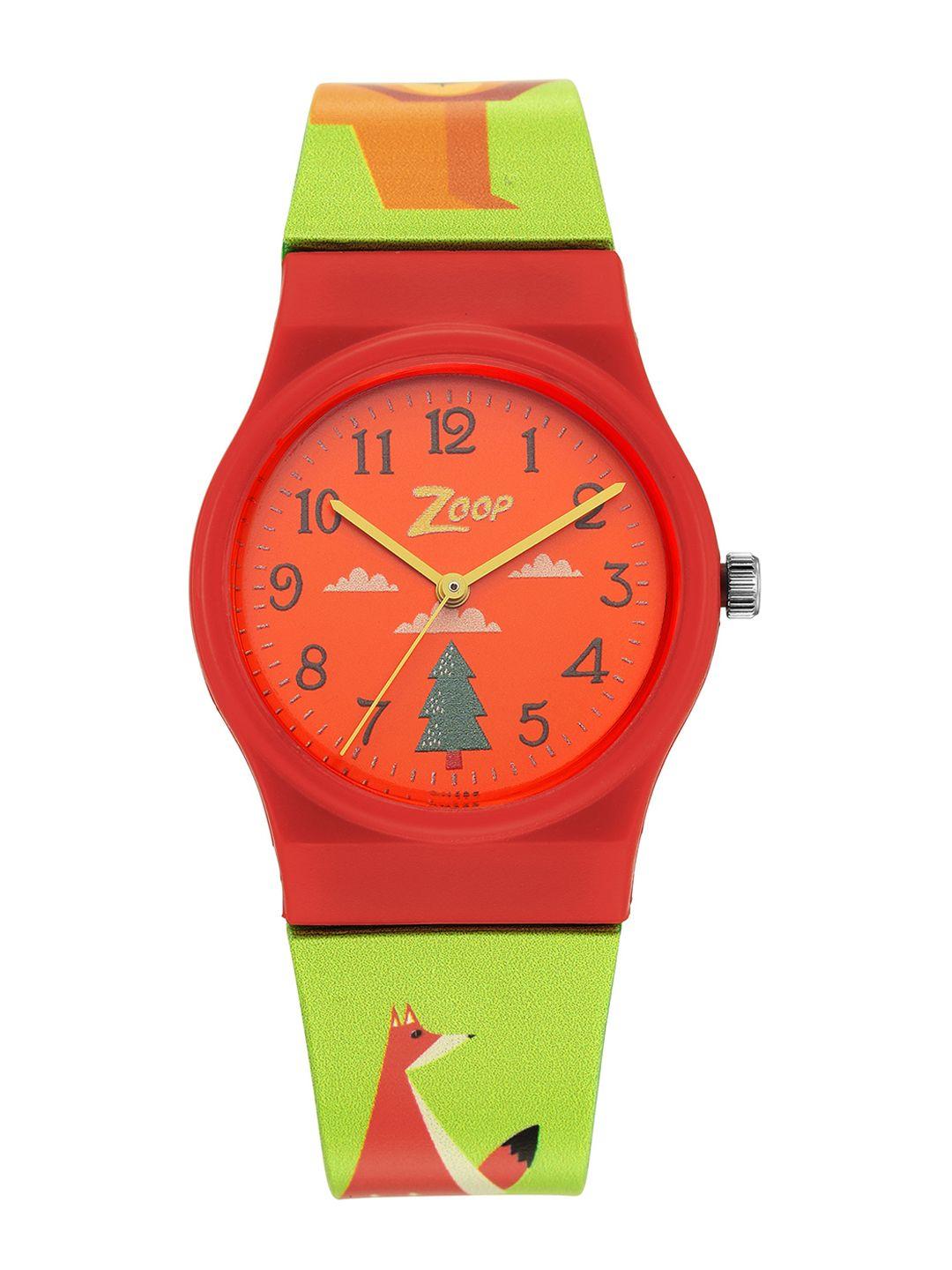 zoop boys red dial & green straps analogue watch c3028pp12w