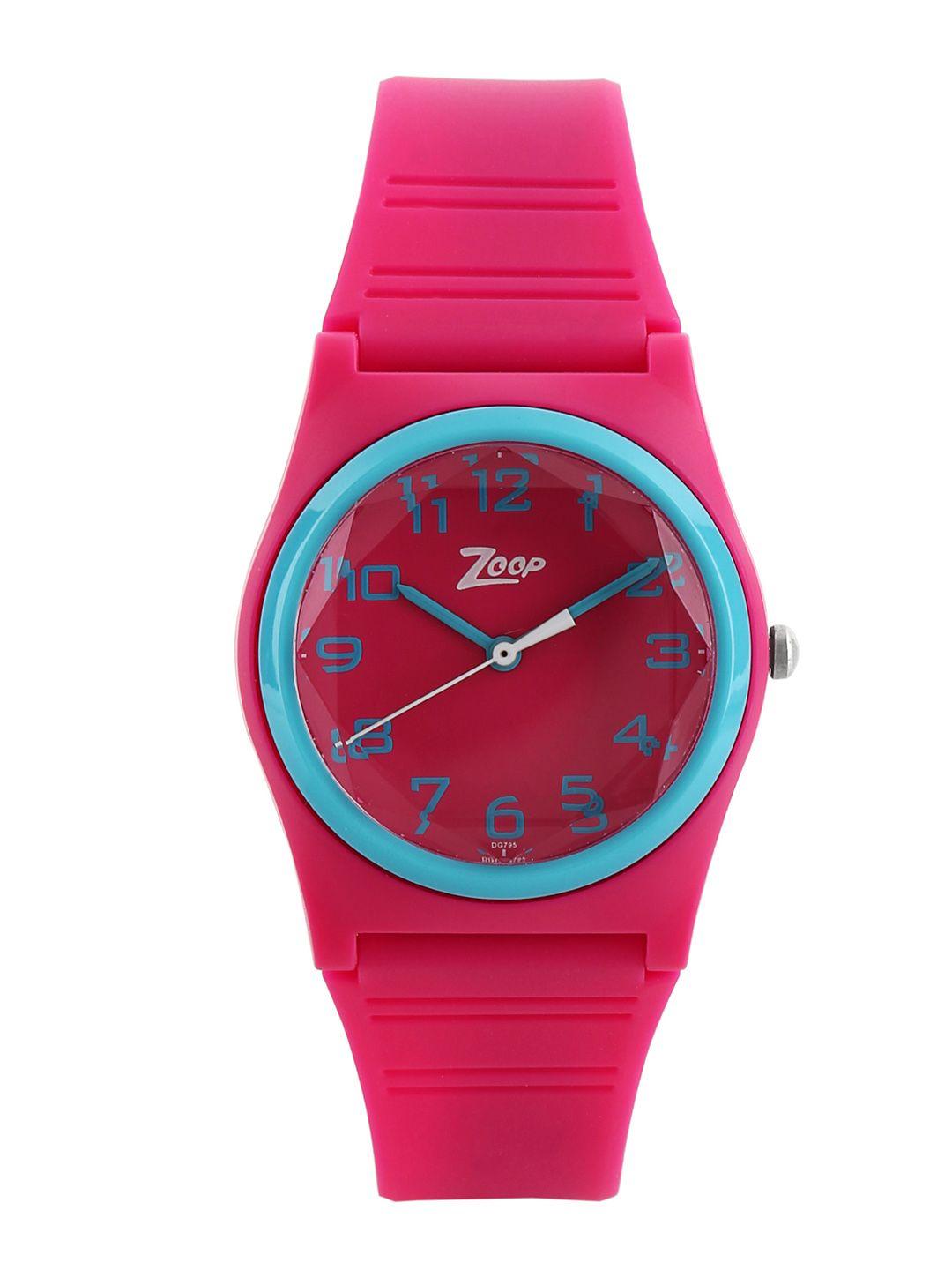 zoop boys pink analogue watch nl26010pp01