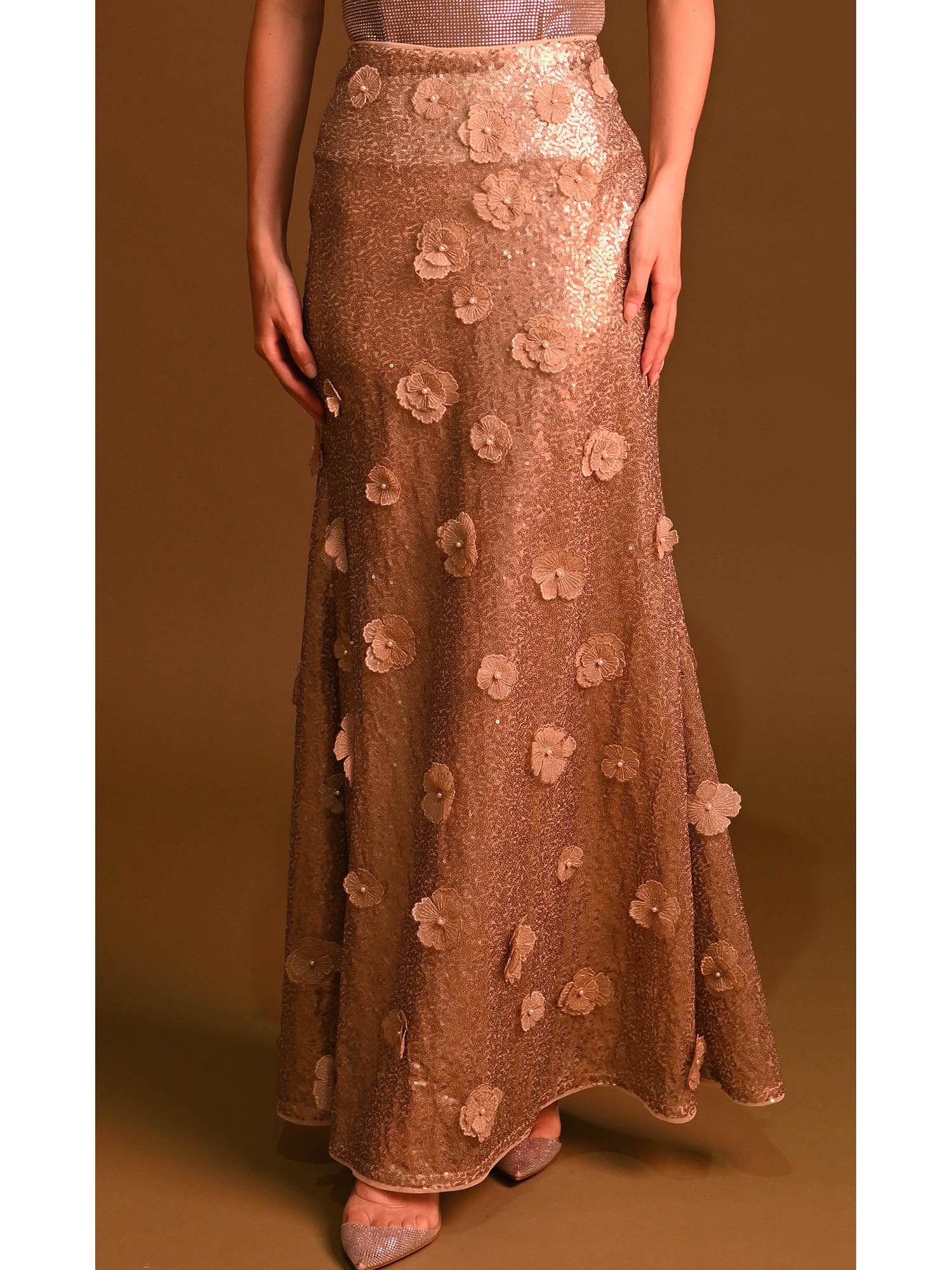 zora sequined gold maxi skirt