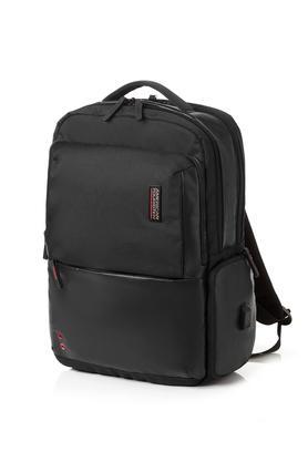 zork polyester 2 compartment laptop unisex backpack - black