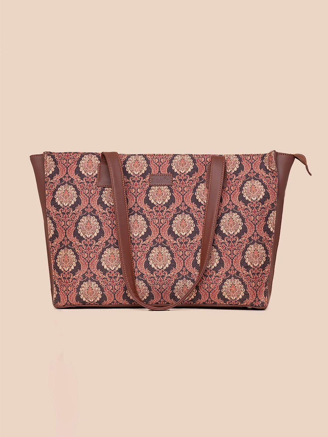 zouk ethnic motifs printed structured tote bag
