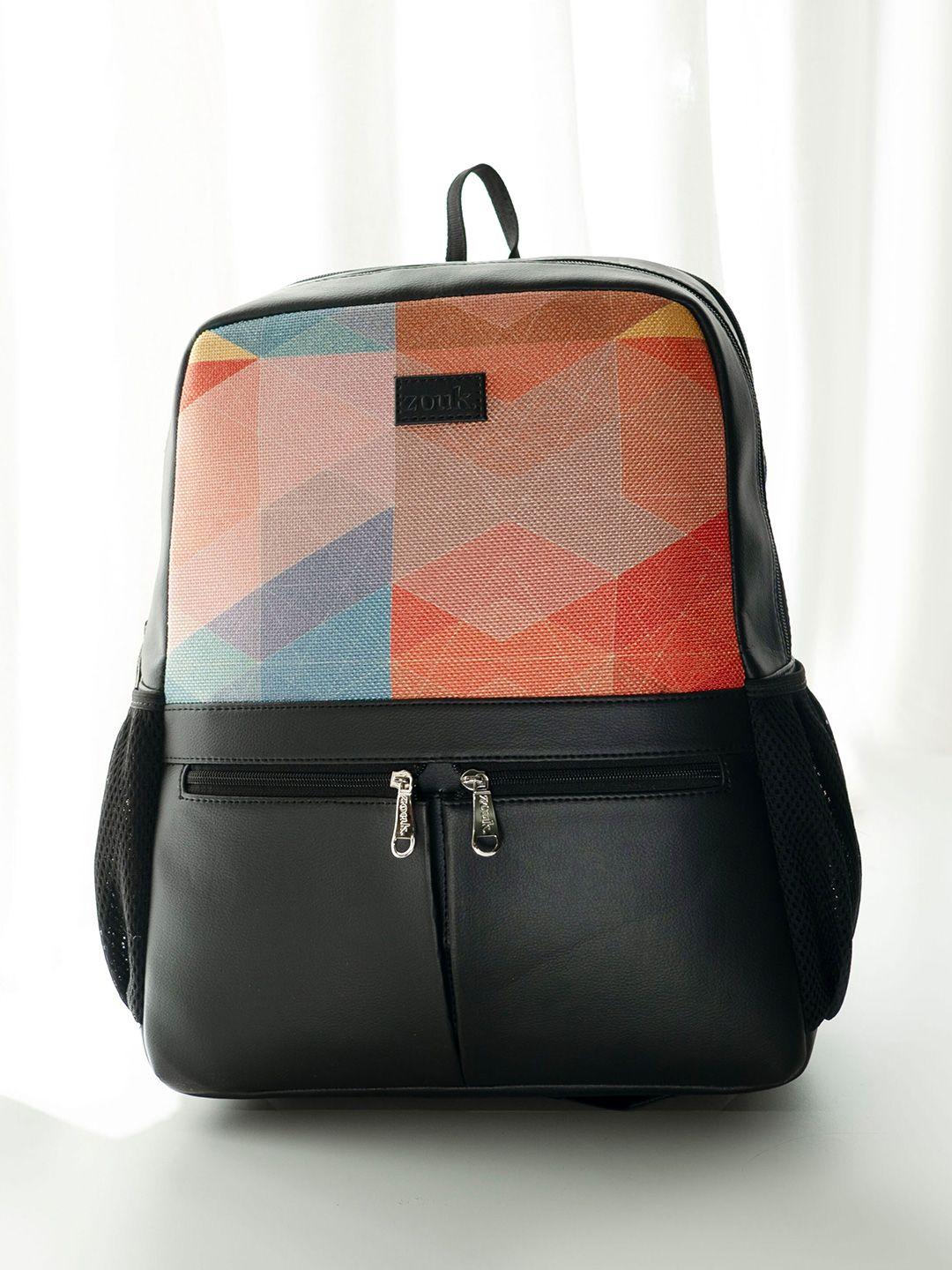 zouk geometric printed backpack with compression straps up to 16 inch