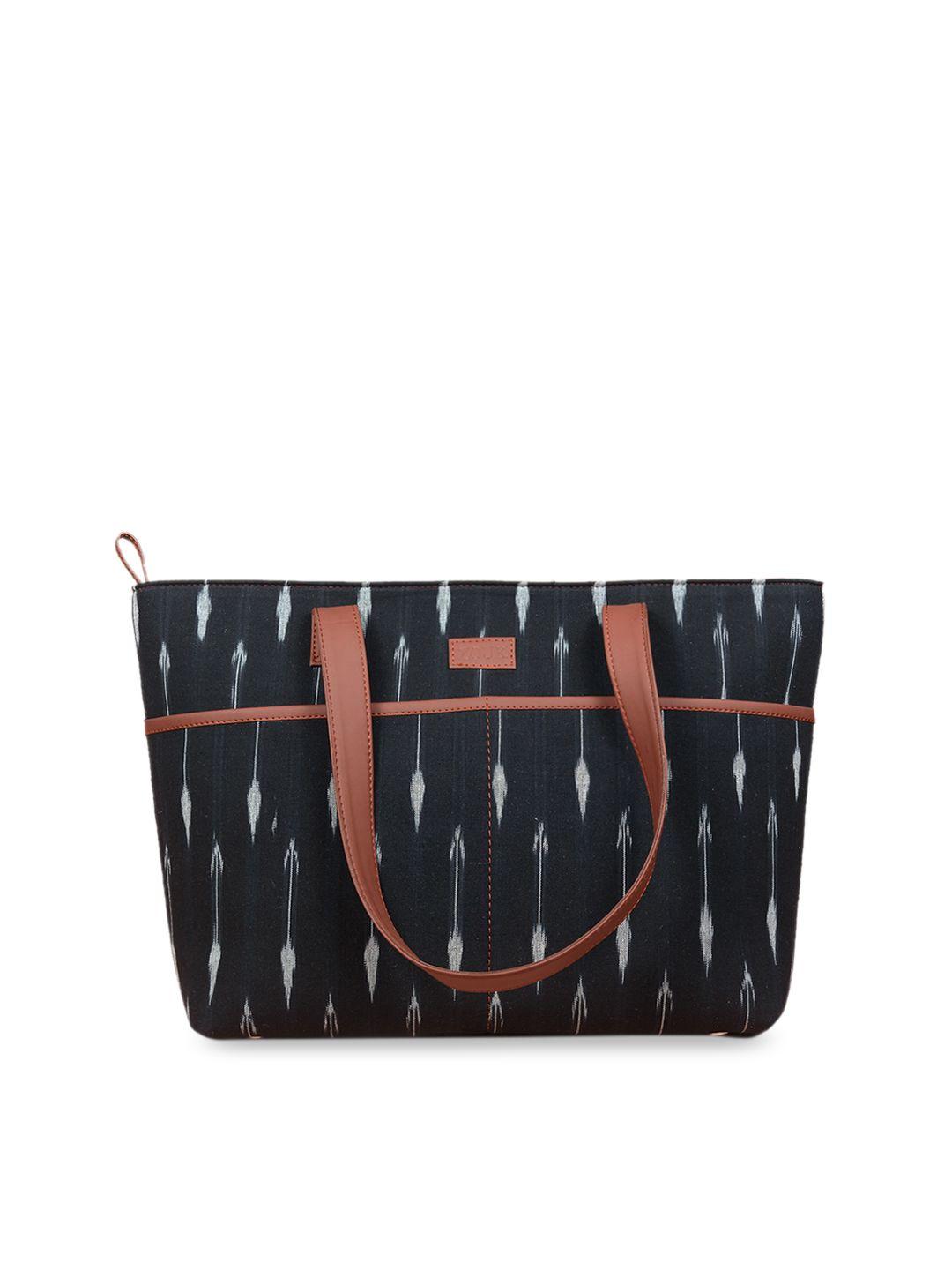 zouk black ikat shopper tote bag