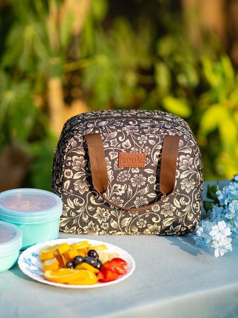 zouk black printed lunch bag