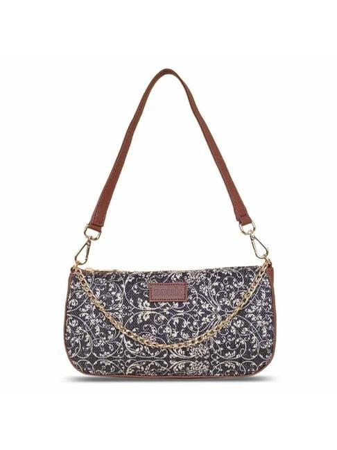 zouk black printed shoulder bag