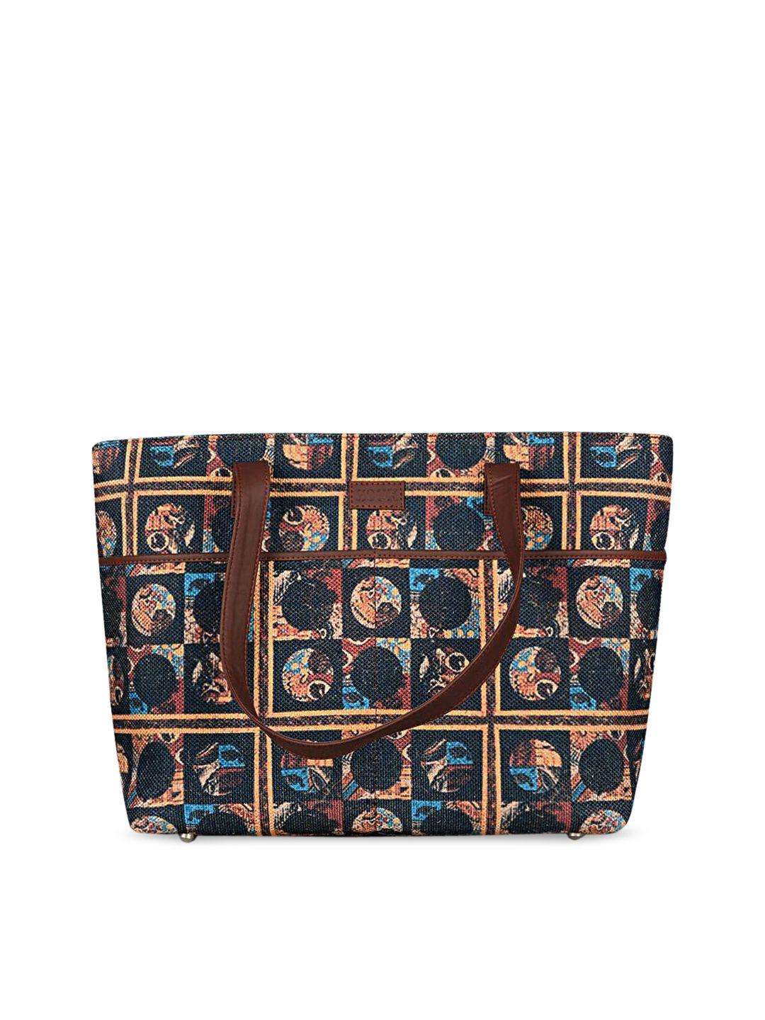 zouk brown printed shopper tote bag