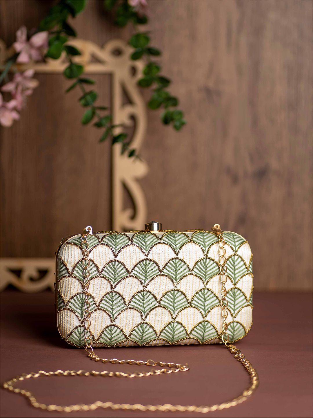 zouk embellished water resistant box clutch with shoulder strap