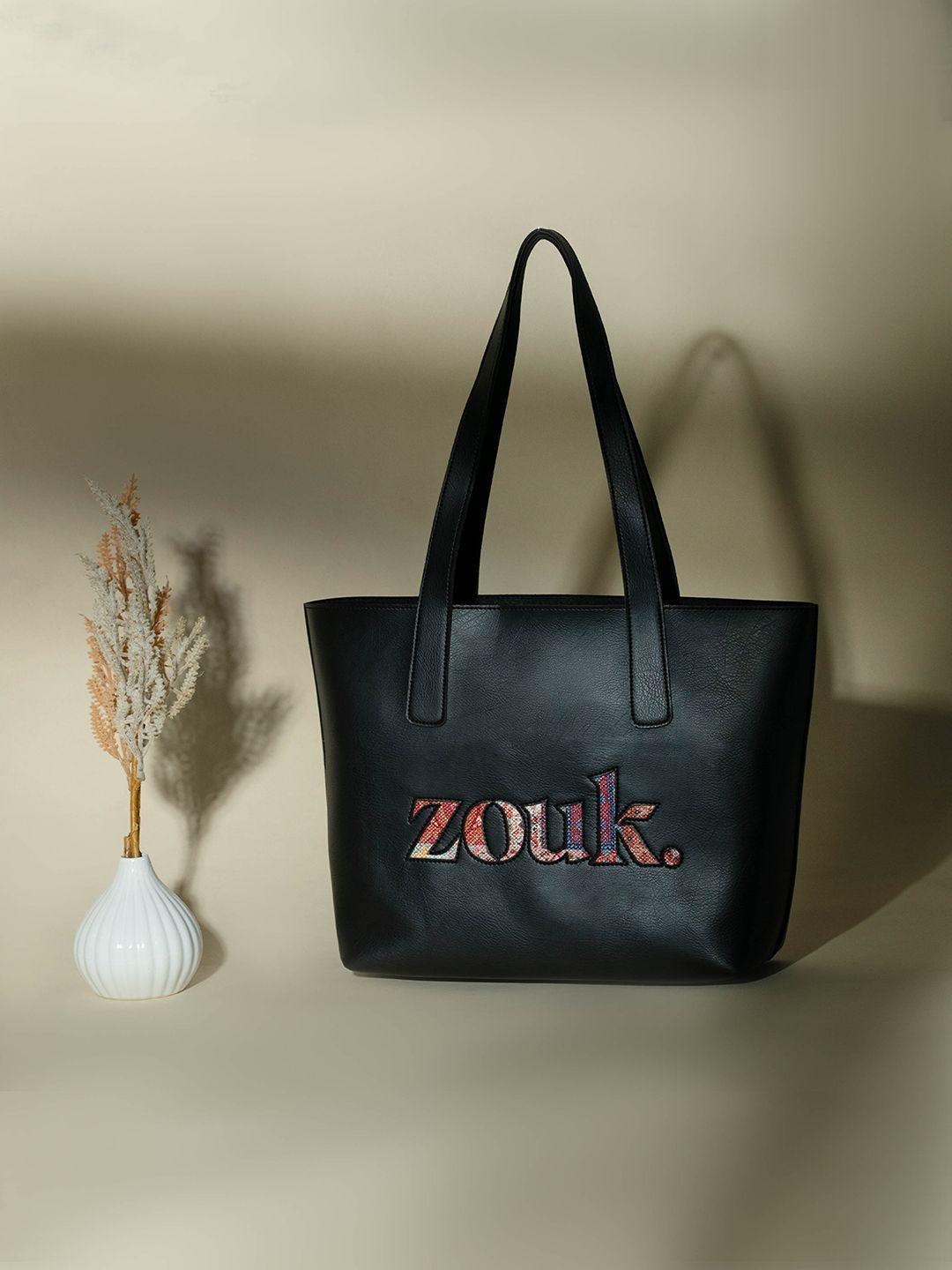 zouk embroidered structured tote bag