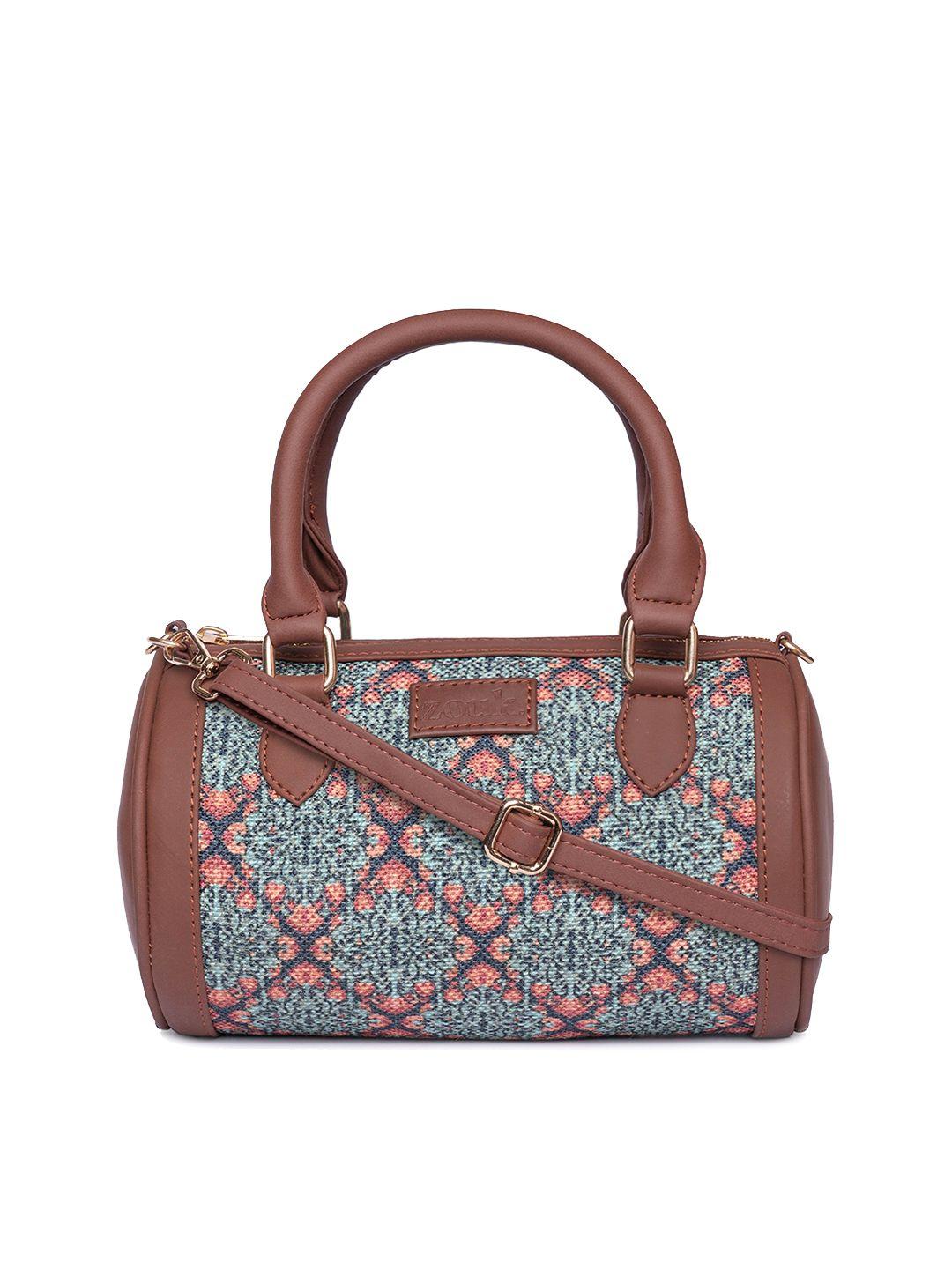 zouk ethnic motifs printed structured handheld bag