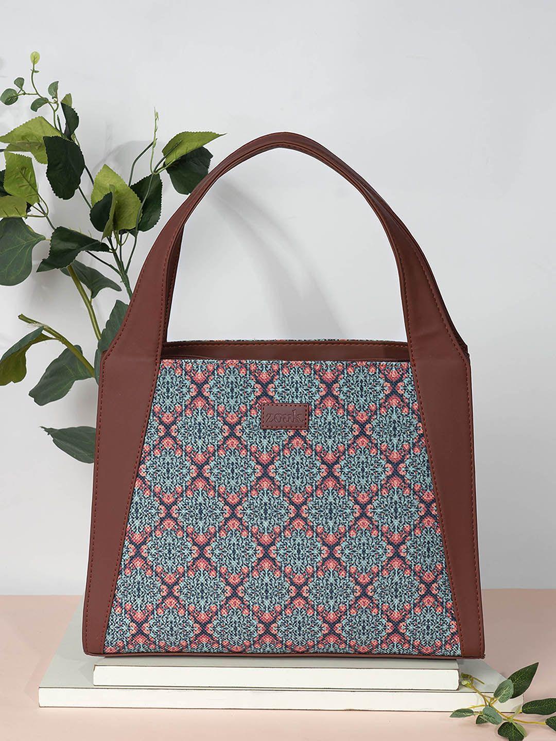 zouk ethnic motifs printed structured hobo bag