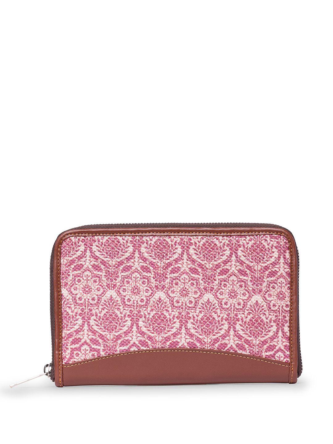 zouk ethnic motifs printed zip around wallet