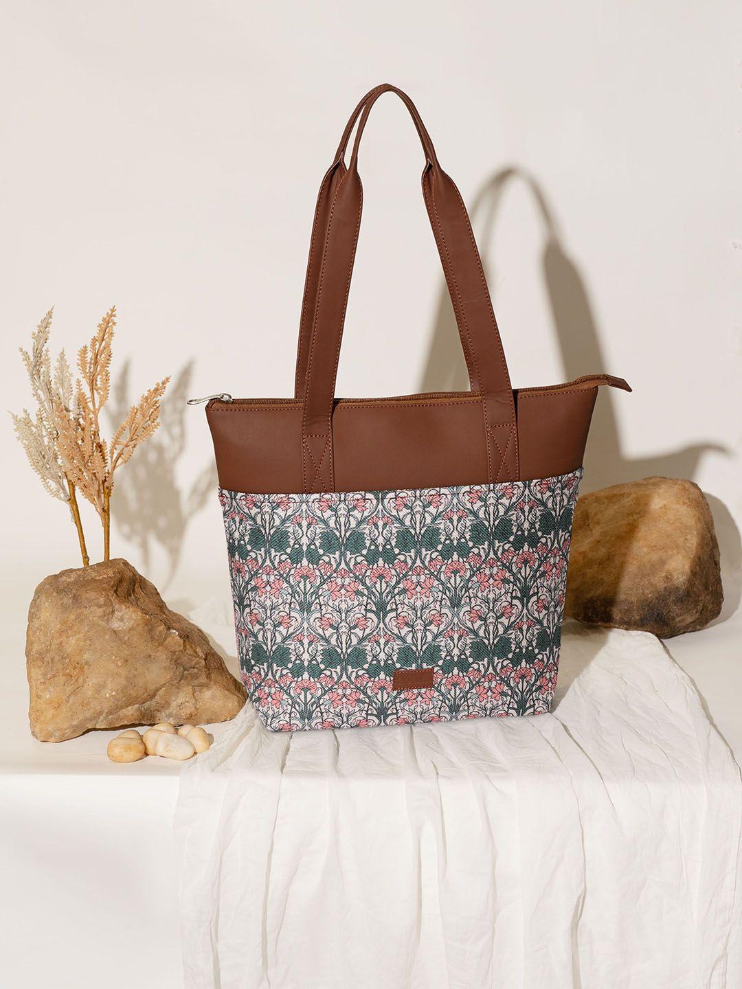 zouk ethnic printed shopper jute tote bag